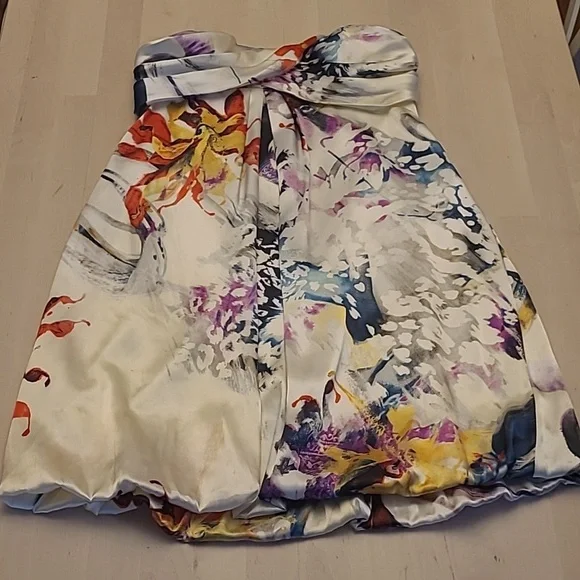 EUC Y2K JUMP by Wendye Chatilin Bubble Hem Abstract Floral Mini Dress - Picture 1 of 14